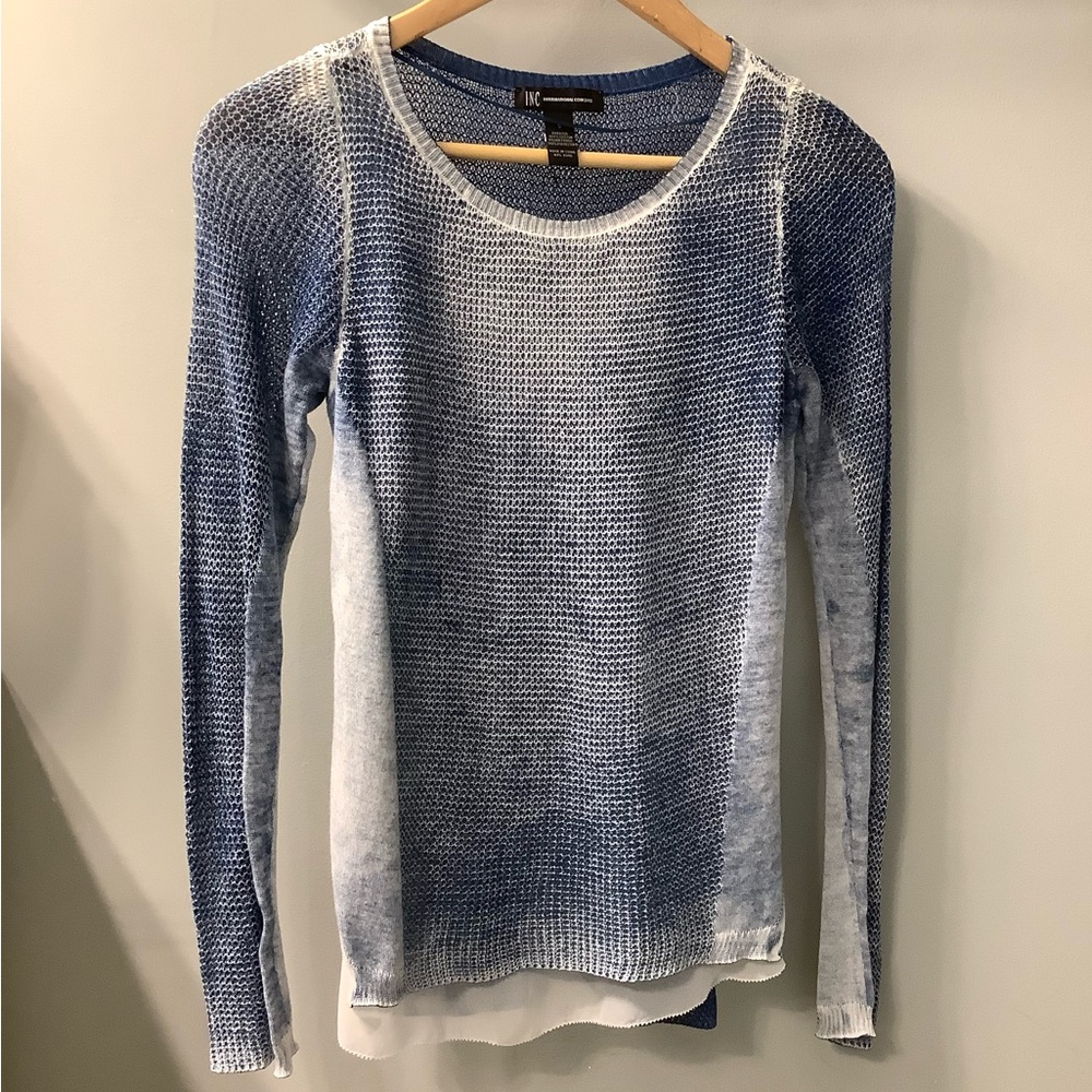 INC Blue White Mesh Lightweight Sweater. Small
